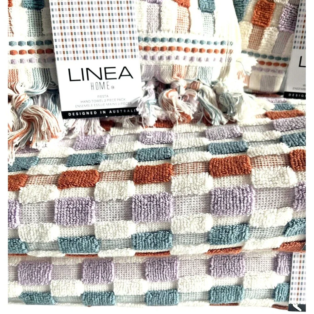 Linea Home Fiesta 8 Piece Towel Set 2 Bath 2 Hand 4 Facecloths Lilac Spice